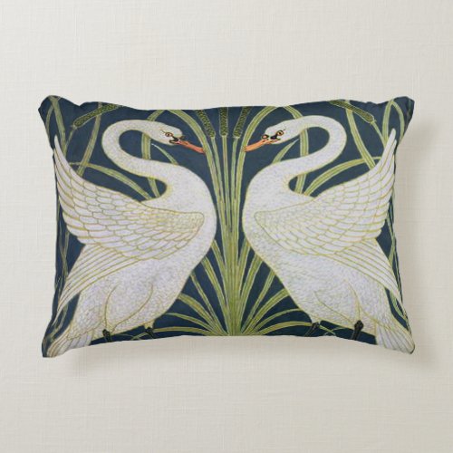 Swan Art Nouveau Two Swans  Accent Pillow