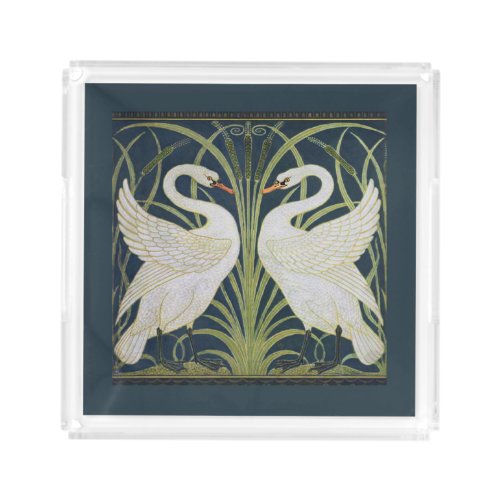 Swan Art Nouveau Two Swans  Acrylic Tray