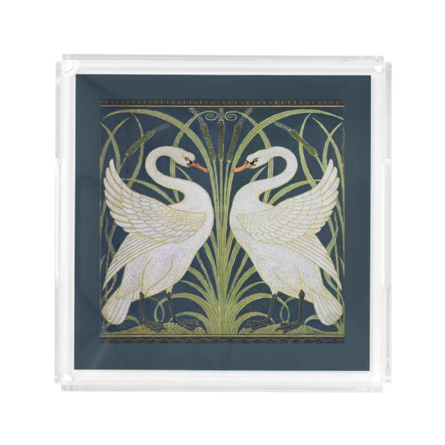 Swan Art Nouveau Two Swans  Acrylic Tray (Front)