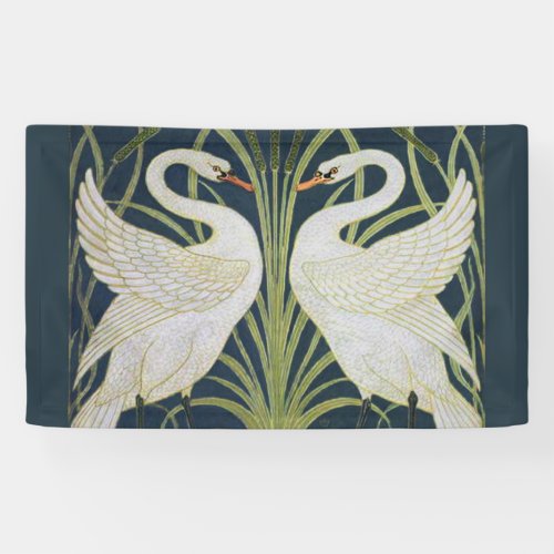 Swan Art Nouveau Two Swans  Banner