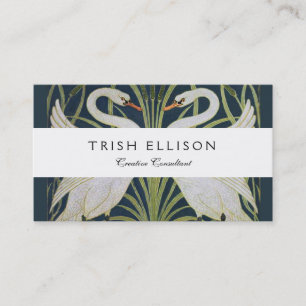 Swan Art Nouveau Two Swans Business Card
