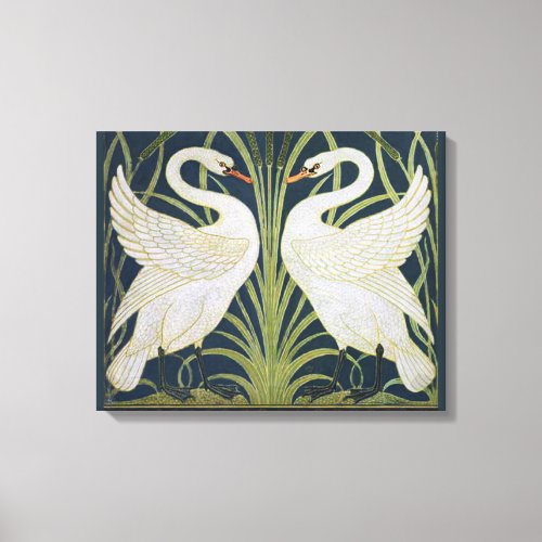 Swan Art Nouveau Two Swans  Canvas Print