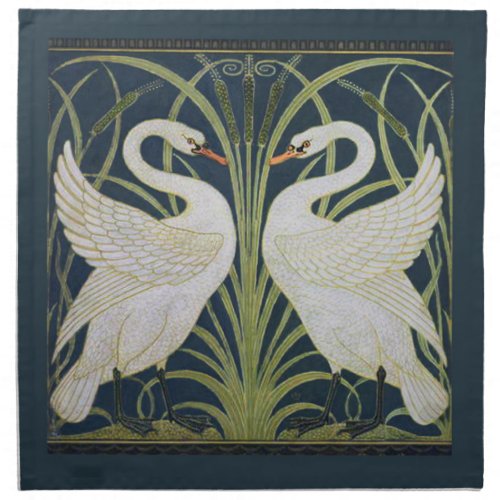 Swan Art Nouveau Two Swans  Cloth Napkin