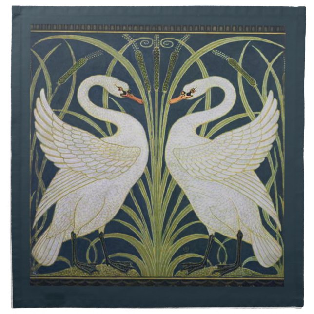 Swan Art Nouveau Two Swans  Cloth Napkin (Front)