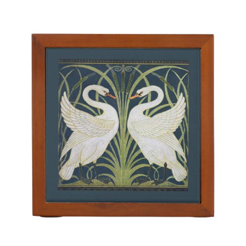 Swan Art Nouveau Two Swans  Desk Organizer