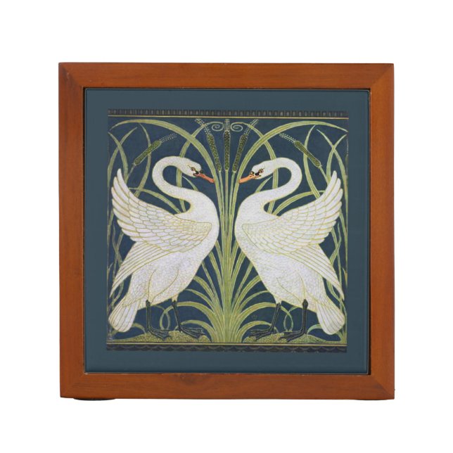 Swan Art Nouveau Two Swans  Desk Organizer (Front)