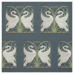 Swan Art Nouveau Two Swans  Fabric