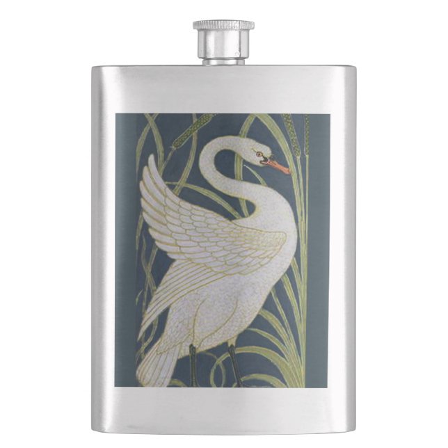 Swan Art Nouveau Two Swans  Flask (Front)