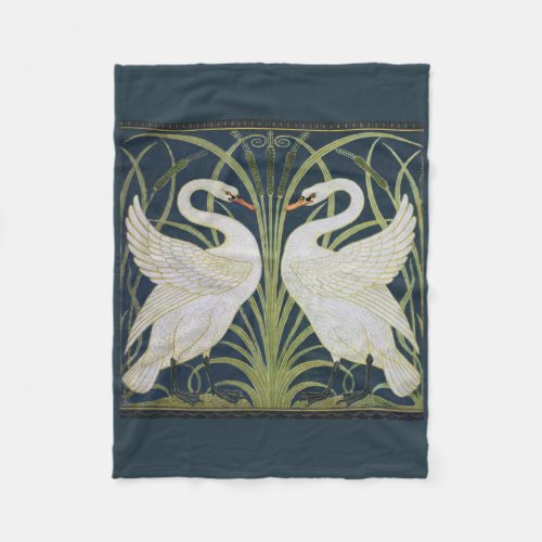 Swan Art Nouveau Two Swans  Fleece Blanket