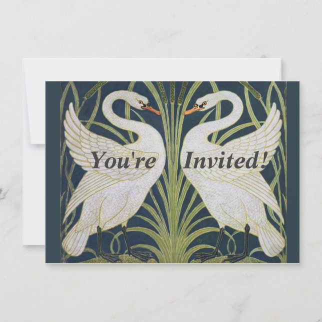 Swan Art Nouveau Two Swans  Invitation (Front)