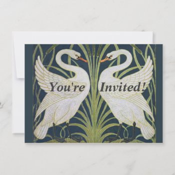 Swan Art Nouveau Two Swans  Invitation by antiqueart at Zazzle