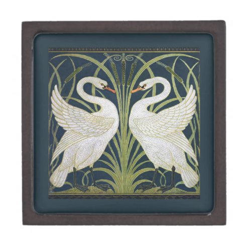 Swan Art Nouveau Two Swans  Jewelry Box