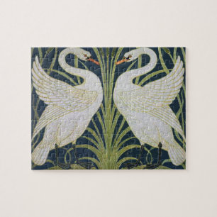Swan Art Nouveau Two Swans Jigsaw Puzzle