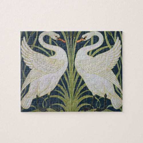 Swan Art Nouveau Two Swans  Jigsaw Puzzle