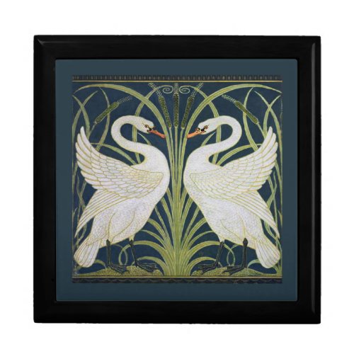 Swan Art Nouveau Two Swans  Keepsake Box