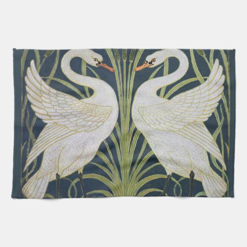 Swan Art Nouveau Two Swans  Kitchen Towel
