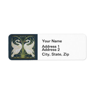 Swan Art Nouveau Two Swans  Label