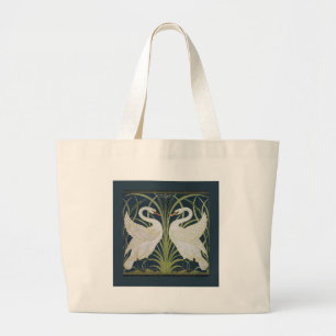 Swan Art Nouveau Two Swans Large Tote Bag