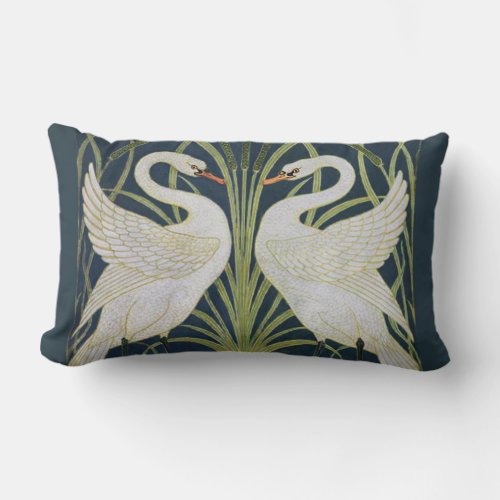 Swan Art Nouveau Two Swans  Lumbar Pillow