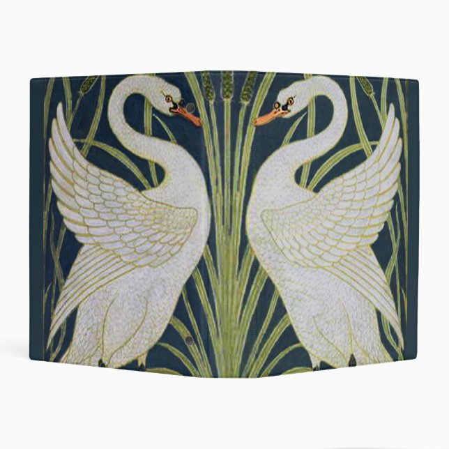 Swan Art Nouveau Two Swans  Mini Binder (Background)