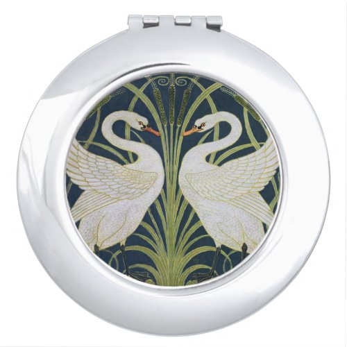 Swan Art Nouveau Two Swans  Mirror For Makeup