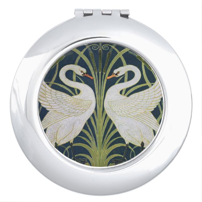 Swan Art Nouveau Two Swans  Mirror For Makeup (Front)