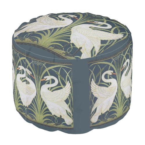 Swan Art Nouveau Two Swans  Pouf