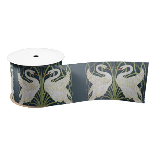 Swan Art Nouveau Two Swans  Satin Ribbon