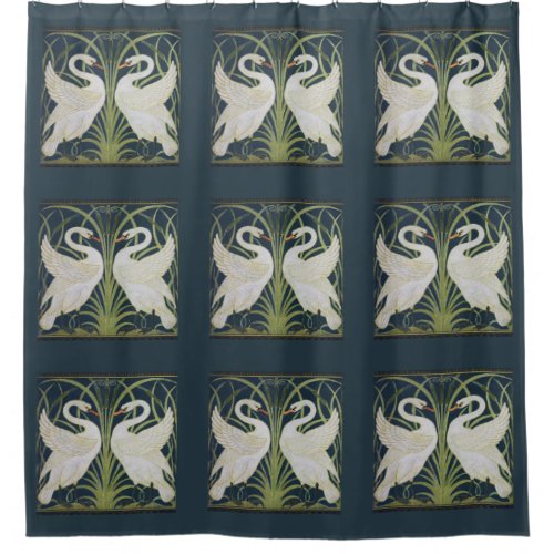 Swan Art Nouveau Two Swans  Shower Curtain