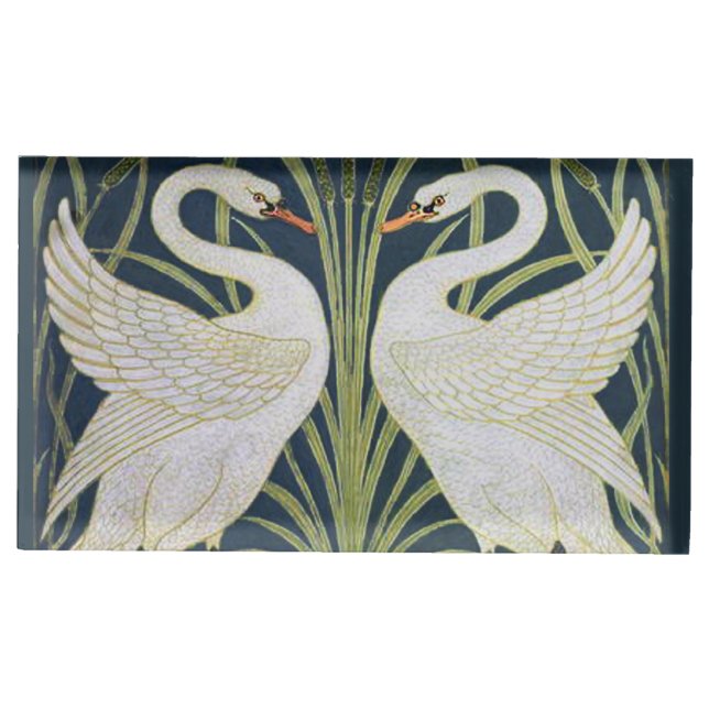 Swan Art Nouveau Two Swans  Table Card Holder (Front)