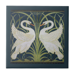 Swan Art Nouveau Two Swans Tile