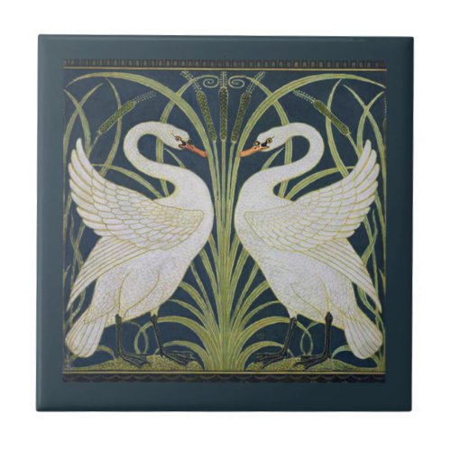 Swan Art Nouveau Two Swans  Tile