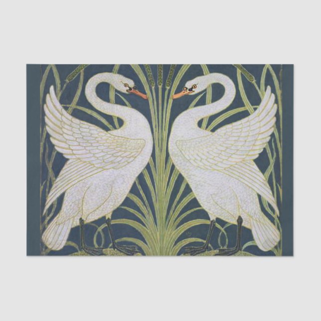 Swan Art Nouveau Two Swans  Tissue Paper (Front)