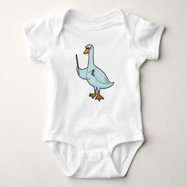Swan as Teacher with Book & Pointer Baby Bodysuit (Front)