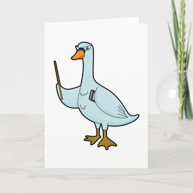 Swan as Teacher with Book & Pointer Card (Front)