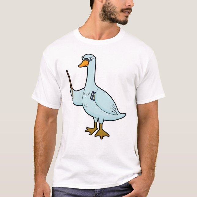 Swan as Teacher with Book & Pointer T-Shirt (Front)