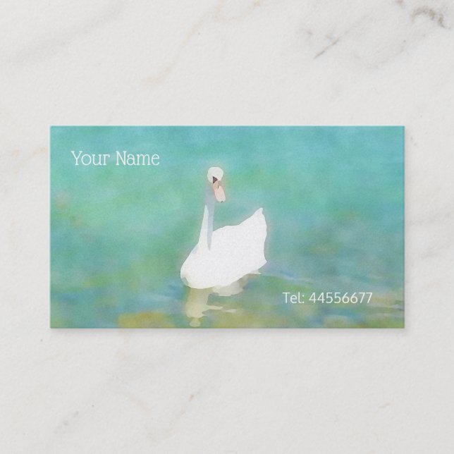 Swan at Lake Balaton - watercolor Business Card (Front)