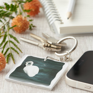 Swan at the Pond Keychain