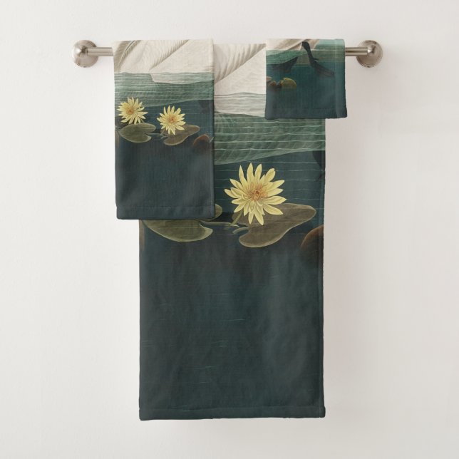 swan audubon bird white water swans bath towel set (Insitu)