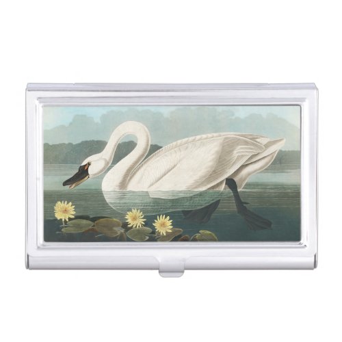 swan audubon bird white water swans business card case