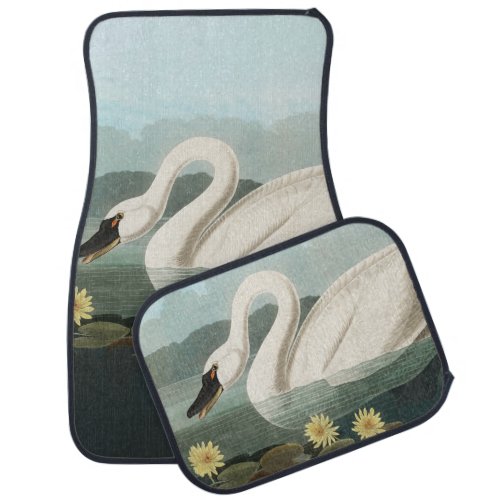 swan audubon bird white water swans car floor mat