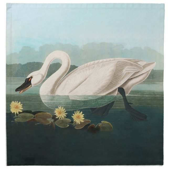 swan audubon bird white water swans cloth napkin (Front)
