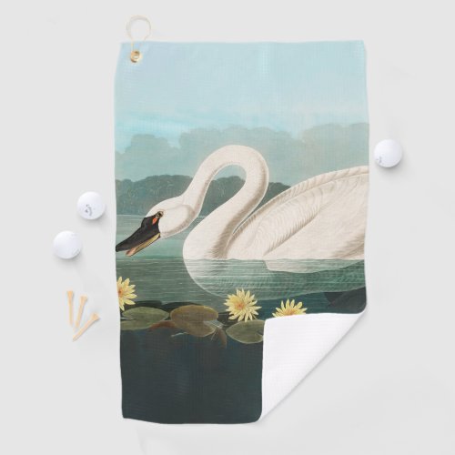 swan audubon bird white water swans golf towel