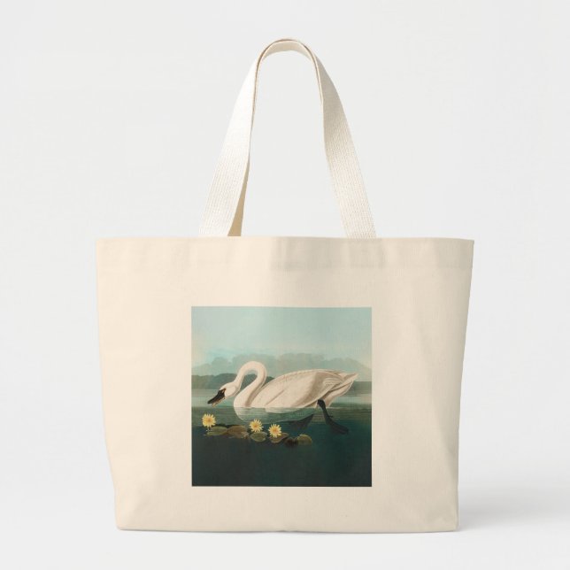swan audubon bird white water swans large tote bag (Front)