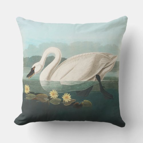swan audubon bird white water swans outdoor pillow