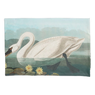 swan audubon bird white water swans pillow case