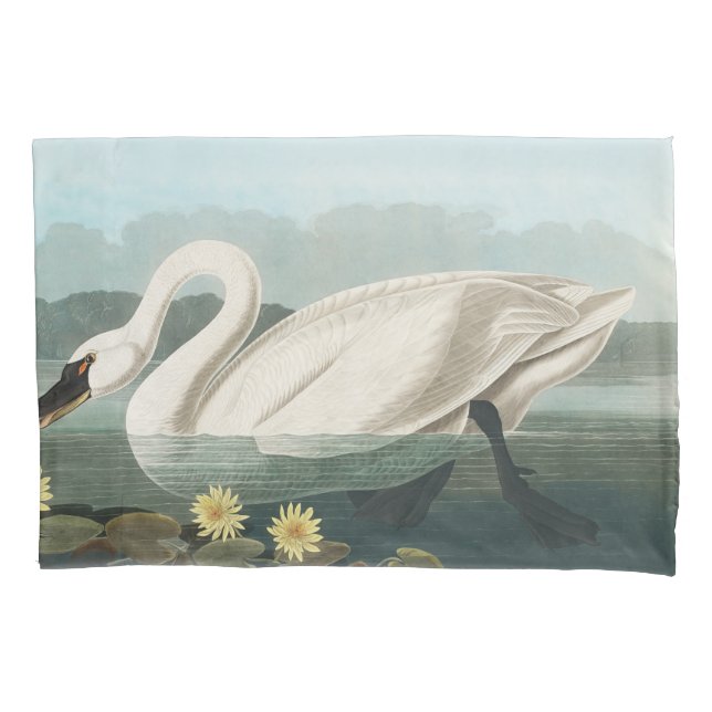 swan audubon bird white water swans pillow case (Front)