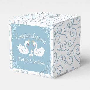 Swan Baby Shower Bird with Crown Co-Ed Blue Favor Boxes