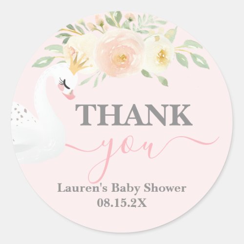 Swan Baby Shower Classic Round Sticker