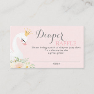 Swan Baby Shower Diaper Raffle Enclosure Card